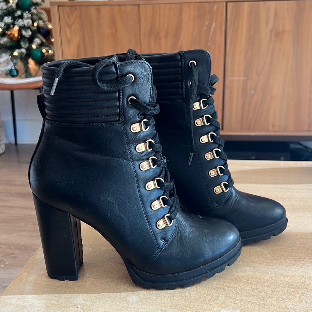 Platform lace up booties
